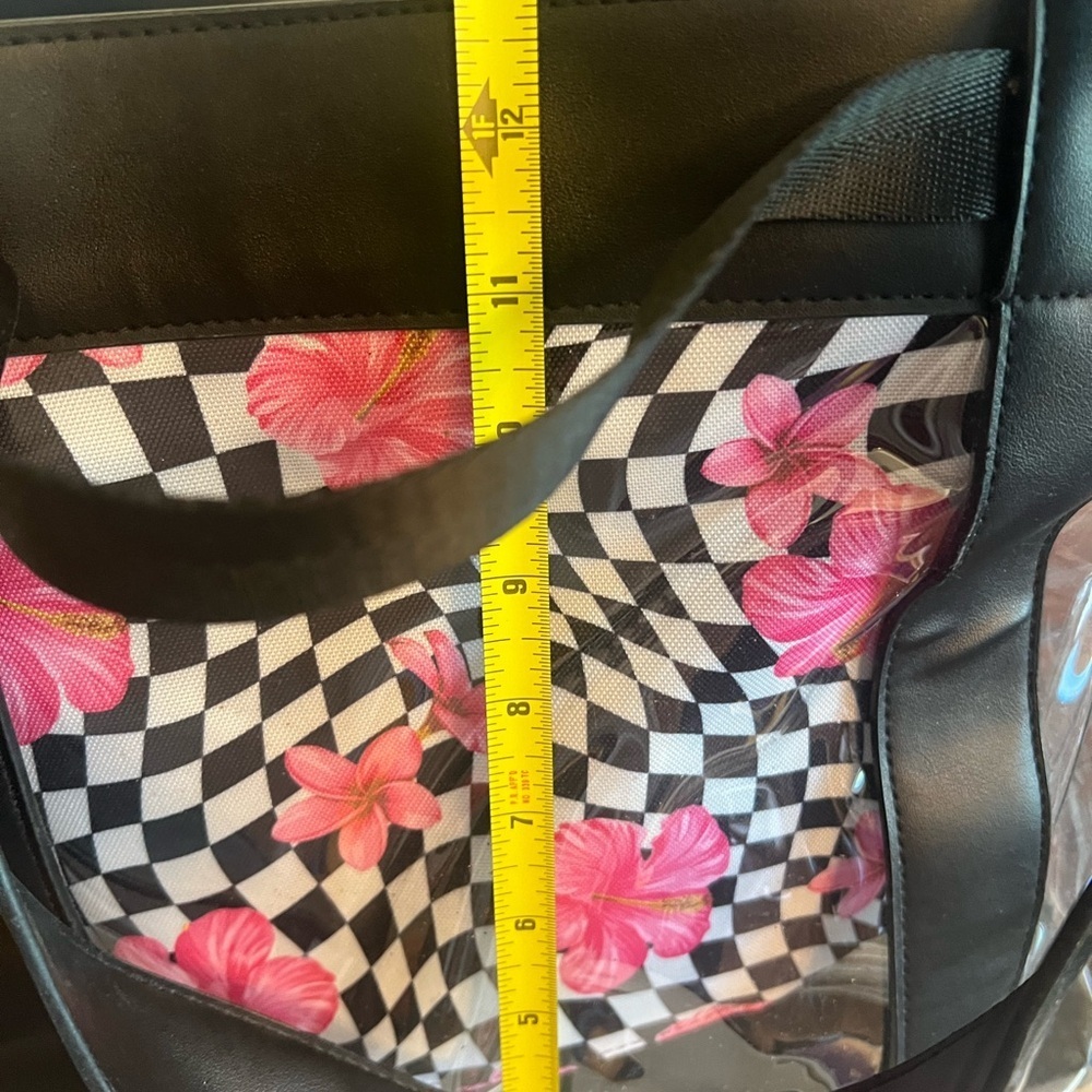 Black and Pink Floral Women's Bag - Picture 3 of 5